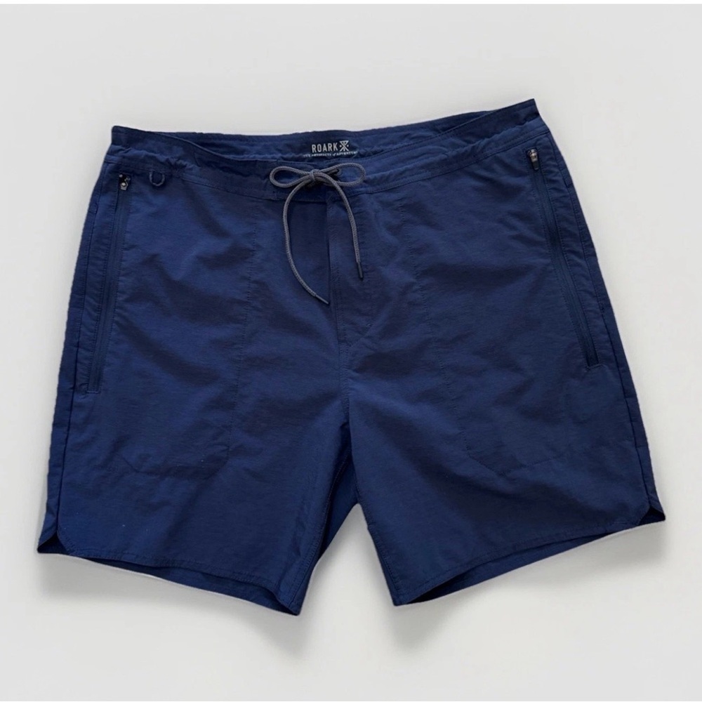 Roark Shorts Mens XL 38 Blue Hybrid Travel Hiking Boardshort PassportPockets